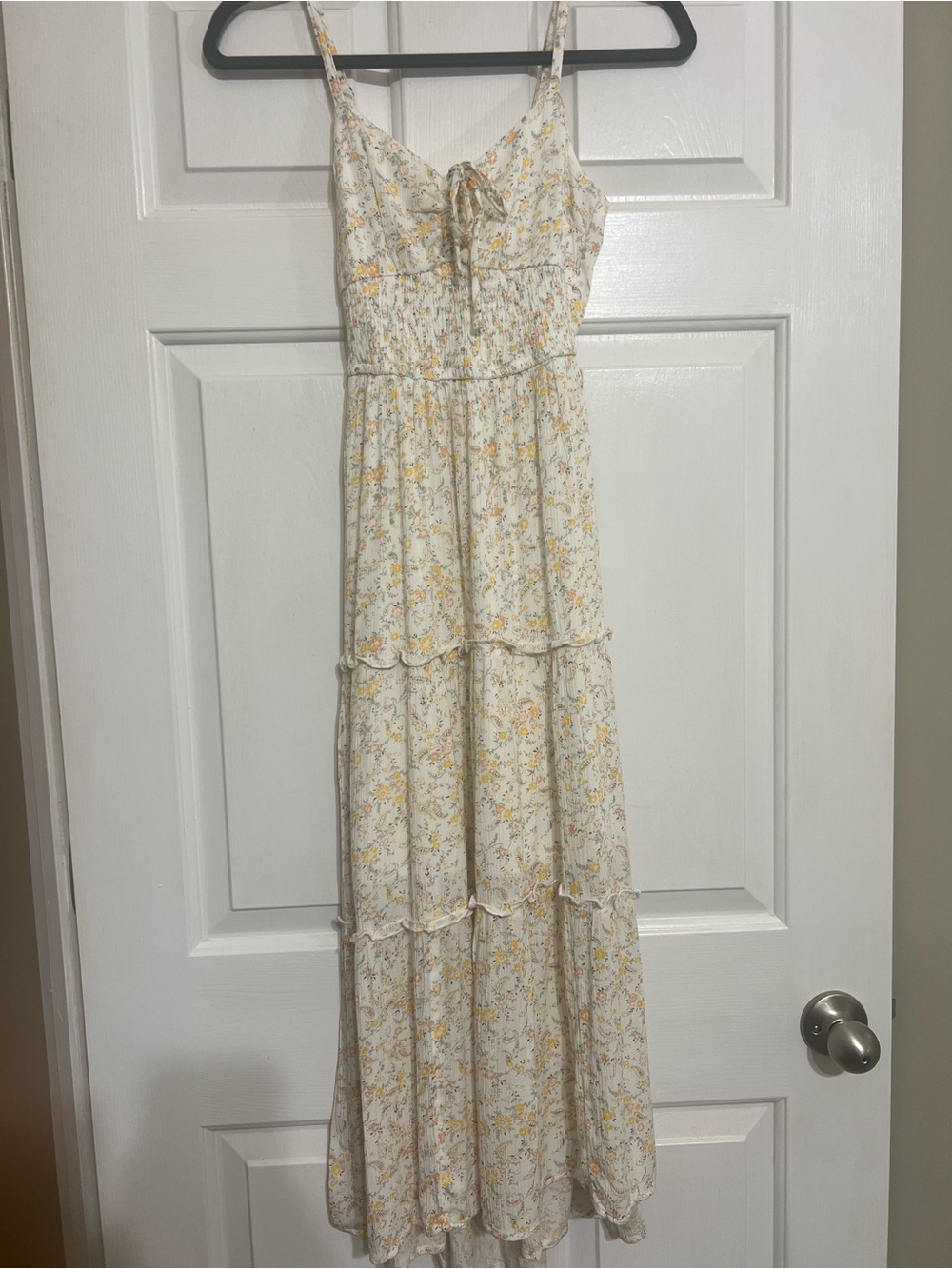 Hollister Cream Midi Dress with Yellow Floral Print